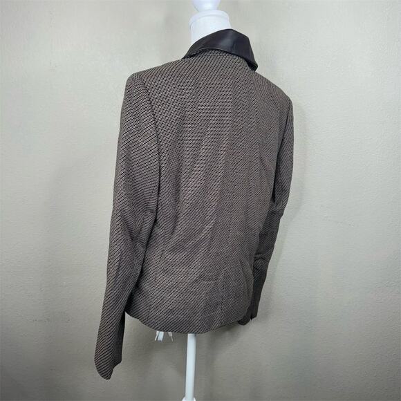 Dana Buchman Women Brown Wool Moto Jacket Size 10 Asymmetric Zip - Picture 4 of 13